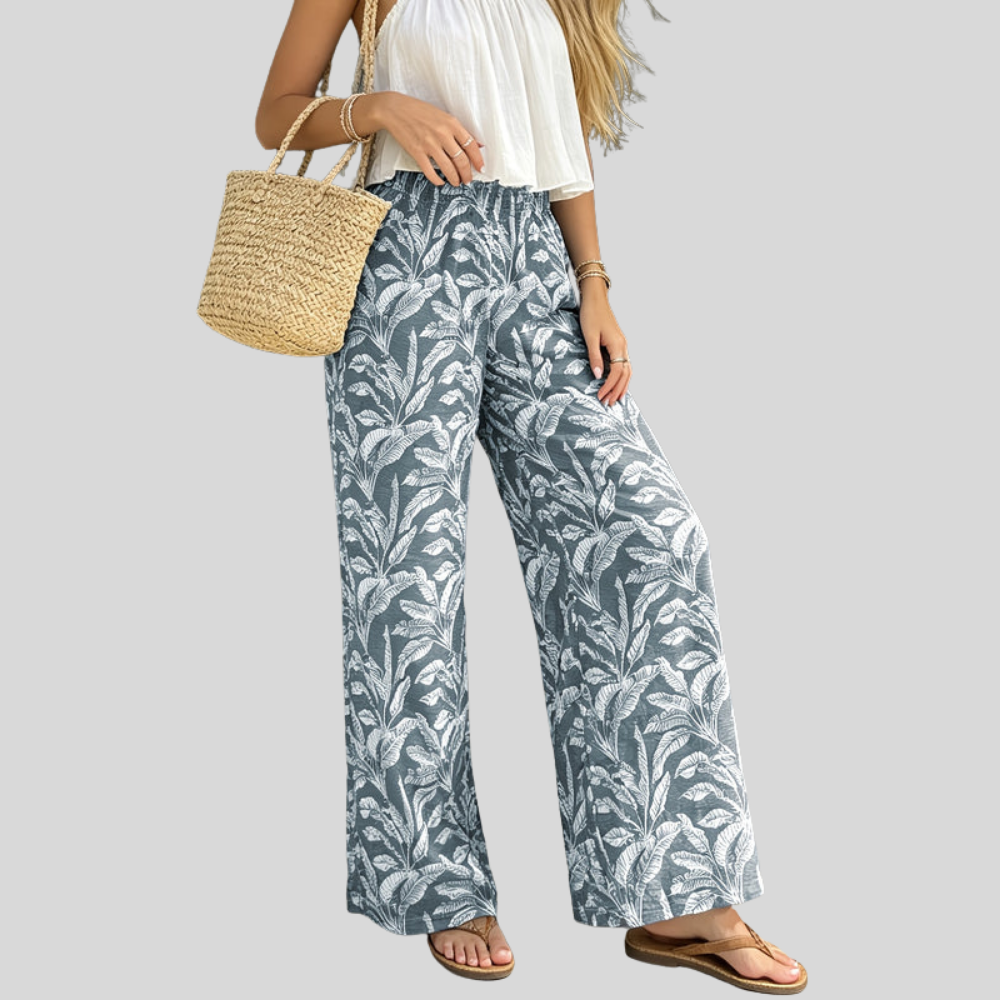 Tropical Print Wide Pants