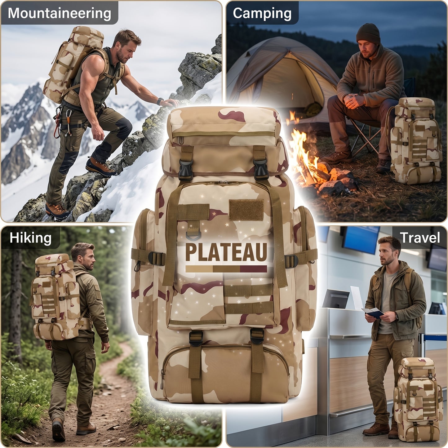 TRAILFORT - 80L Tactical Hiking Backpack