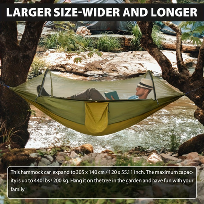 SKYREST – Camping Hammock with Mosquito Net and Sun Shelter