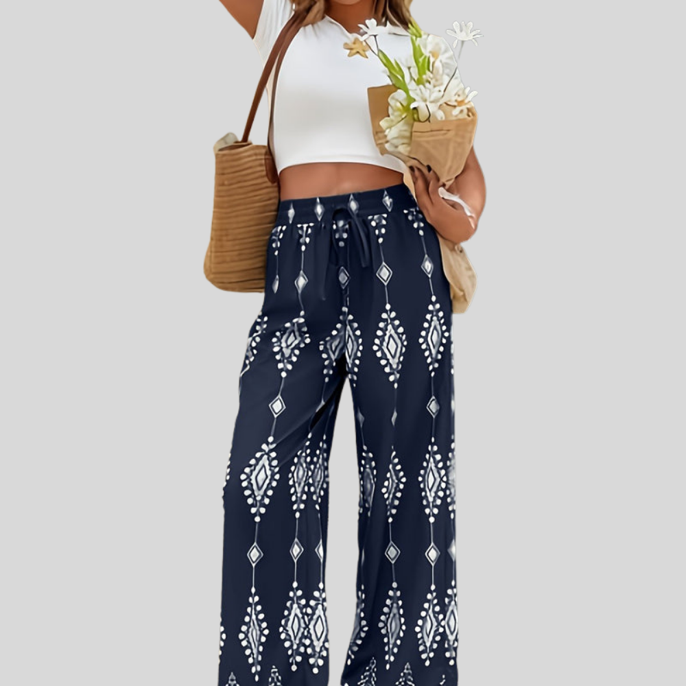 Geometric Print Wide Pants