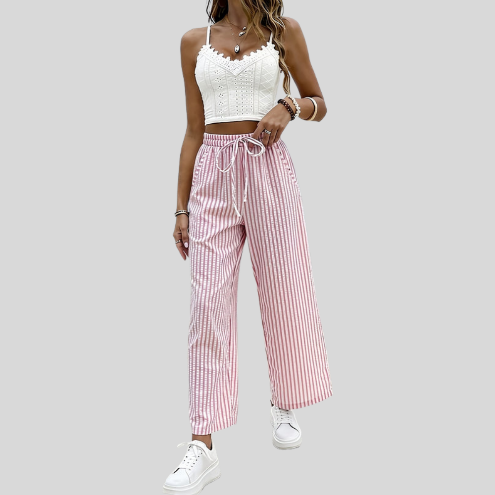 Printed Ankle Wide Pants