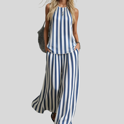 Striped Linen Pants Set