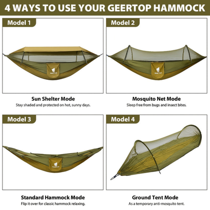 SKYREST – Camping Hammock with Mosquito Net and Sun Shelter