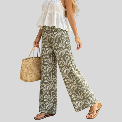 Tropical Print Wide Pants