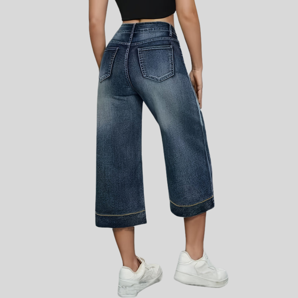 Denim Wide Capri Pants