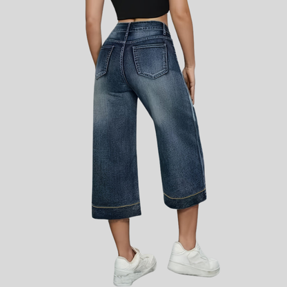 Denim Wide Capri Pants