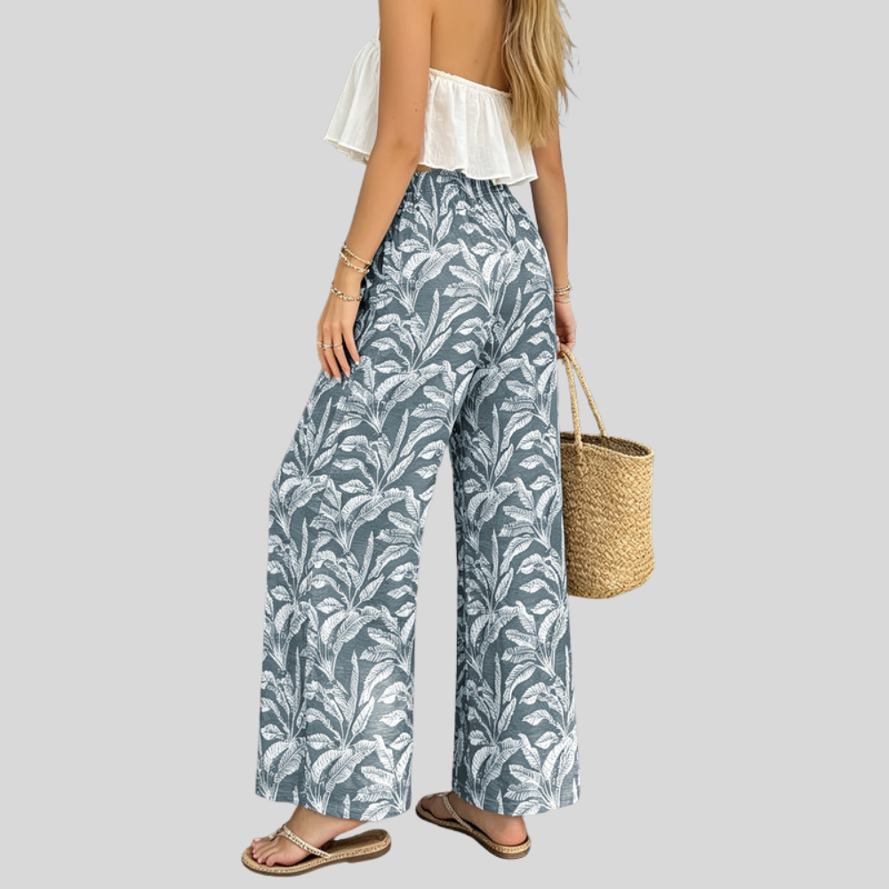 Tropical Print Wide Pants