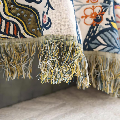 WILDFLORA – Rustic Botanical Blanket for Cozy Living Room Decor