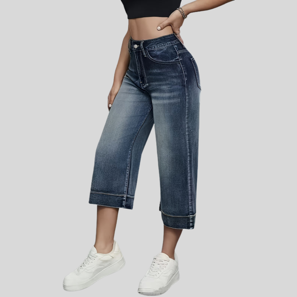 Denim Wide Capri Pants