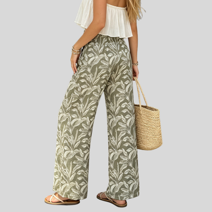 Tropical Print Wide Pants