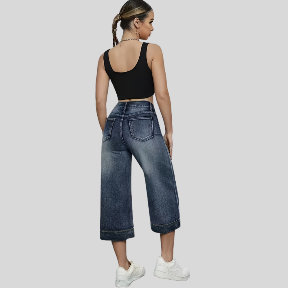 Denim Wide Capri Pants