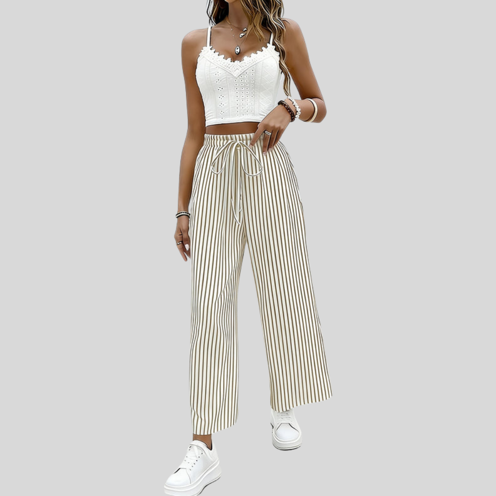 Printed Ankle Wide Pants