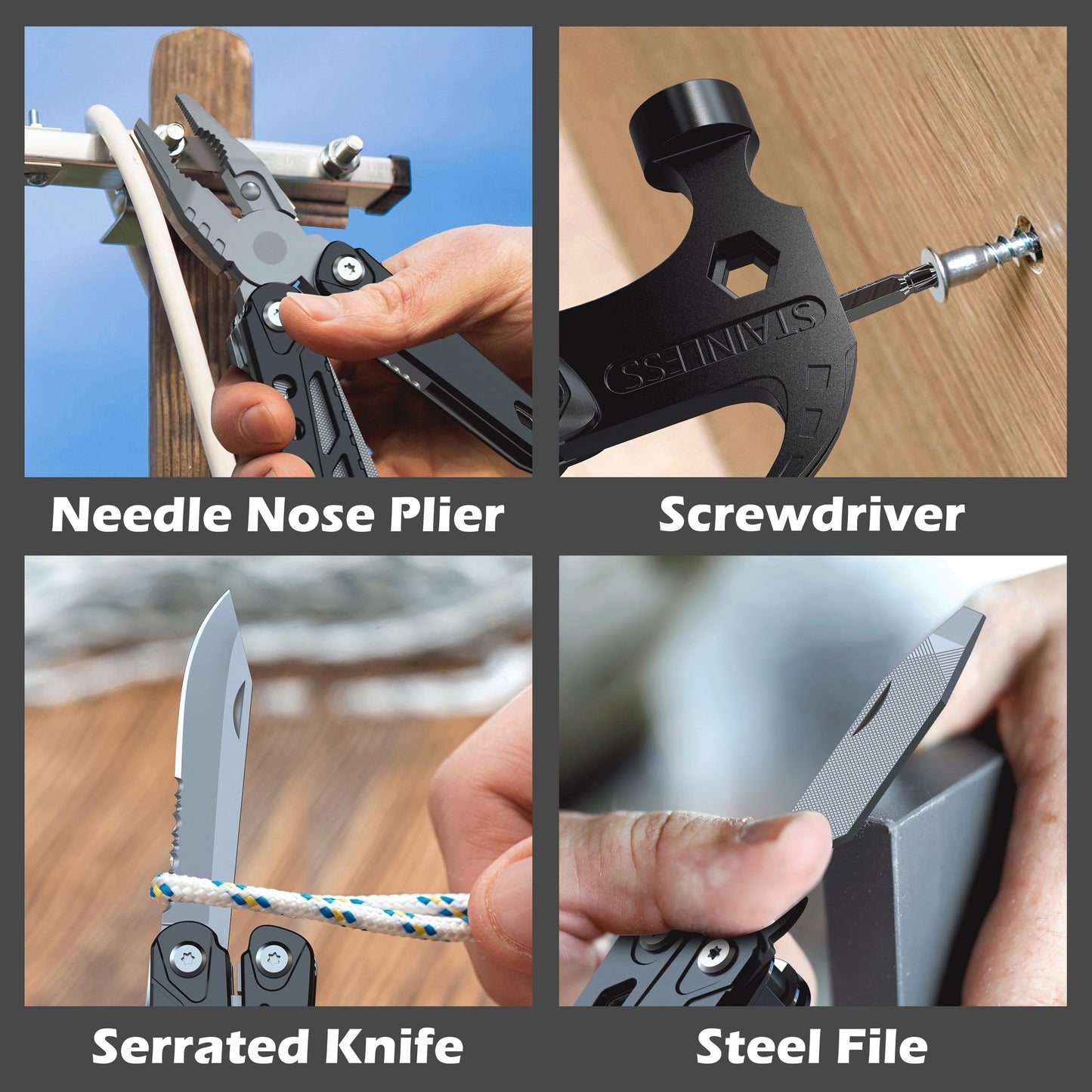 GRIPFORGE – 14 In 1 Hammer Multitool for Outdoor Use