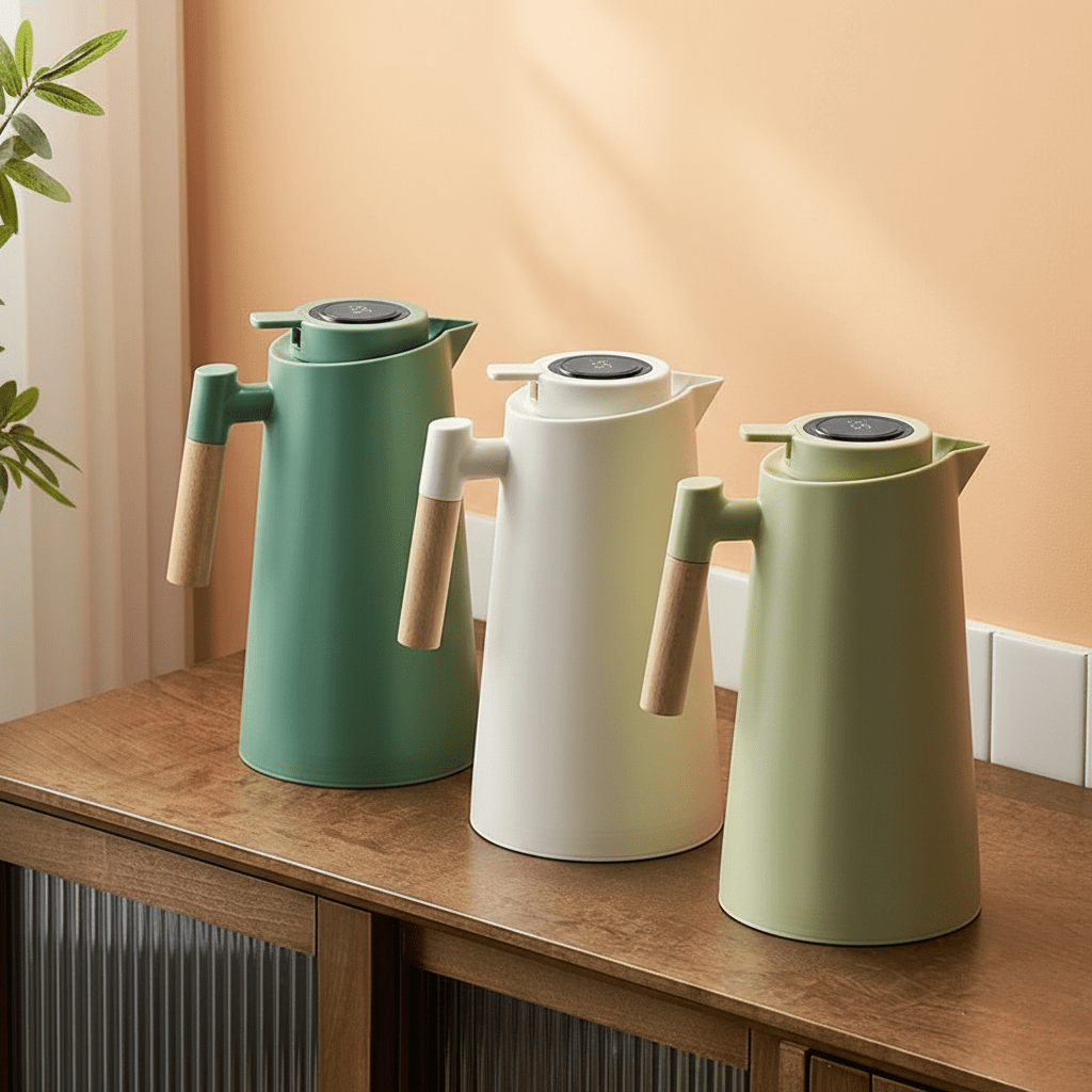 PURETHERMO – Double-Wall Thermal Carafe with Temperature Display and Wooden Handle