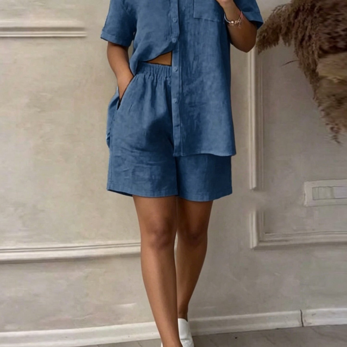Cat Ear Directional Shirt Shorts Set