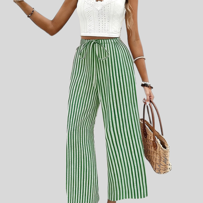 Printed Ankle Wide Pants