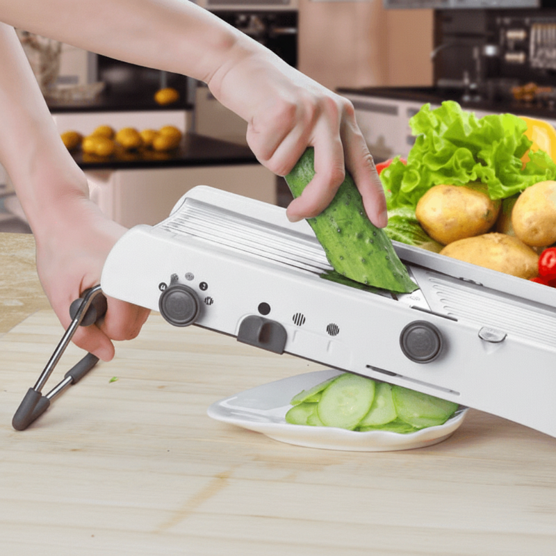 Adjustable Stainless Steel Mandoline Slicer - 18-in-1 Kitchen Cutter for Effortless Slicing and Dicing 5