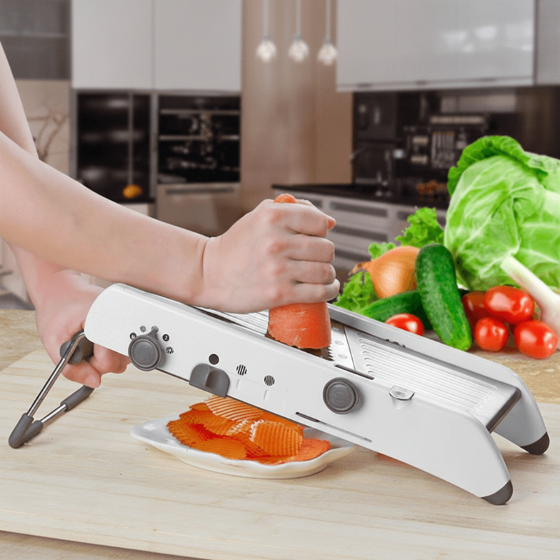 Adjustable Stainless Steel Mandoline Slicer - 18-in-1 Kitchen Cutter for Effortless Slicing and Dicing 6