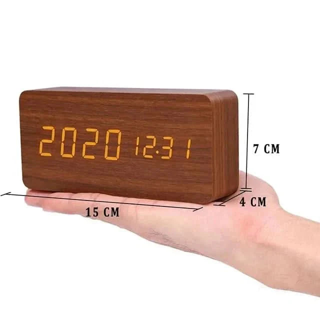 WOODTICK – Digital LED Alarm Clock with Natural Wood Design