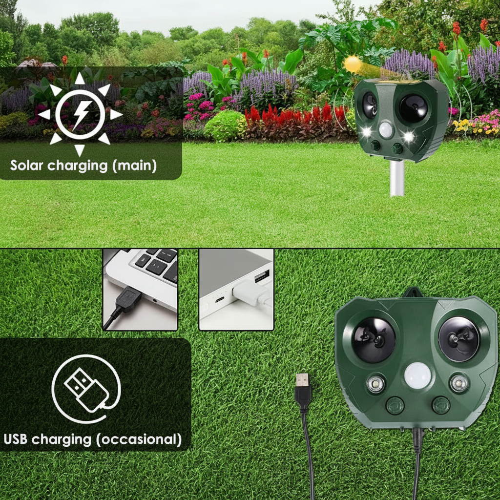 BIRDSHIELD – Solar Ultrasonic Bird Repellent for Garden Protection