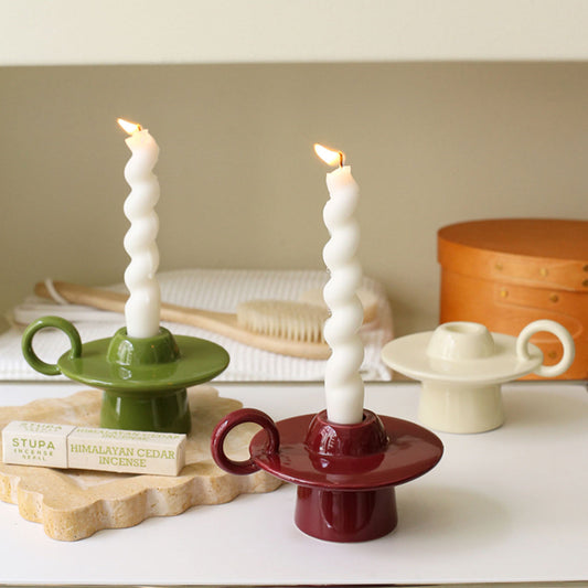 Ceramic UFO Candle Holder - Vintage-Inspired Candlestick Stand for Table Decor 1