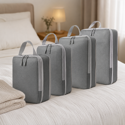 PACKCUBE – 4 Piece Compression Packing Cube Set for Organized Travel
