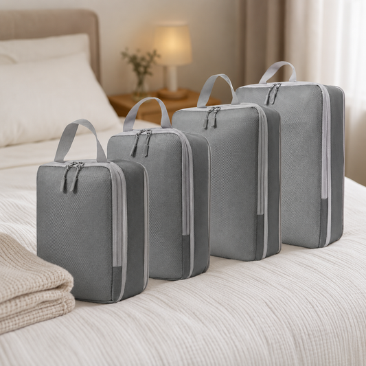 PACKCUBE – 4 Piece Compression Packing Cube Set for Organized Travel