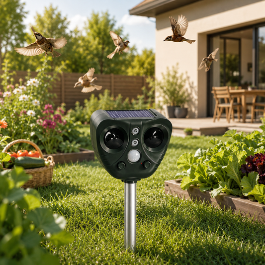 BIRDSHIELD – Solar Ultrasonic Bird Repellent for Garden Protection