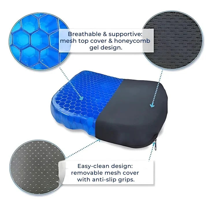 ComfortEase - Orthopedic Gel Seat Cushion for Tailbone & Lumbar Support 3