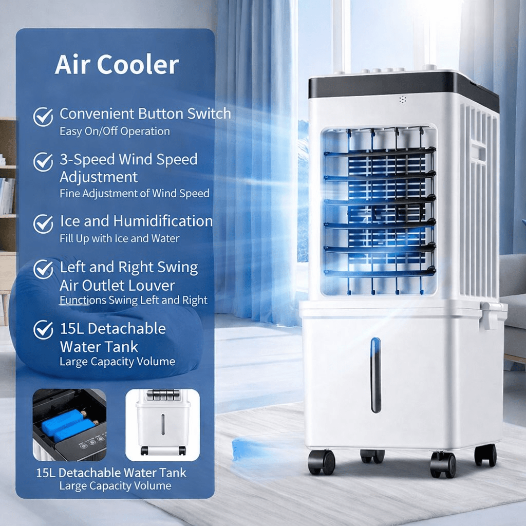 COOLMIST – Mobile 3-in-1 Air Cooler for Flexible Home Cooling and Freshness
