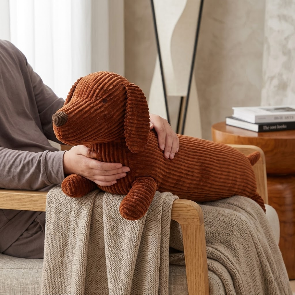 DOXIDREAM – Plush Dachshund Cushion for Cozy Relaxation