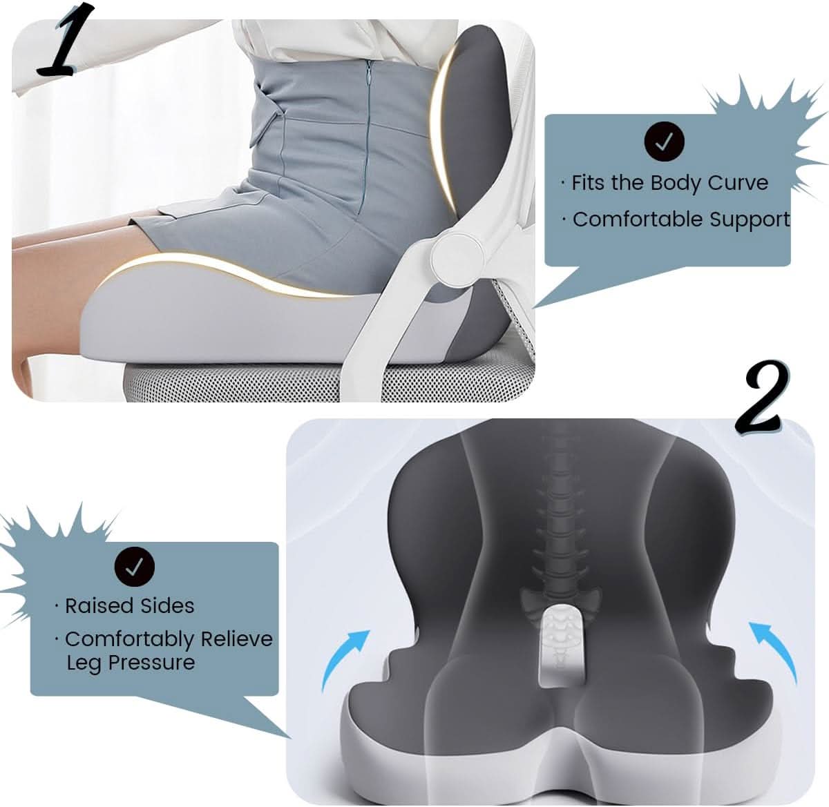 COMFISEAT – Premium memory foam cushion for posture & comfort