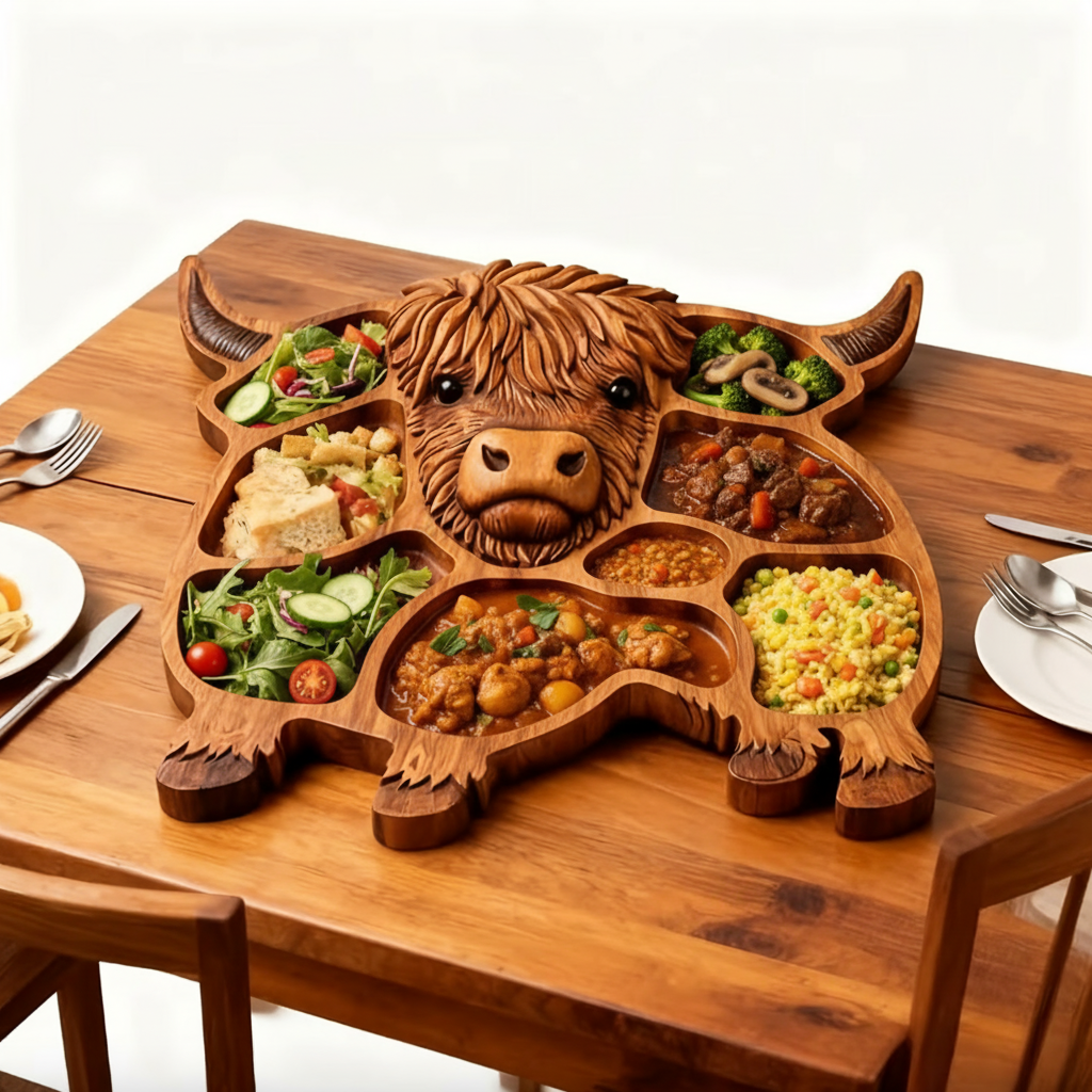 Farmhouse Feast - Handcrafted Cow-Shaped Wooden Charcuterie Board 3