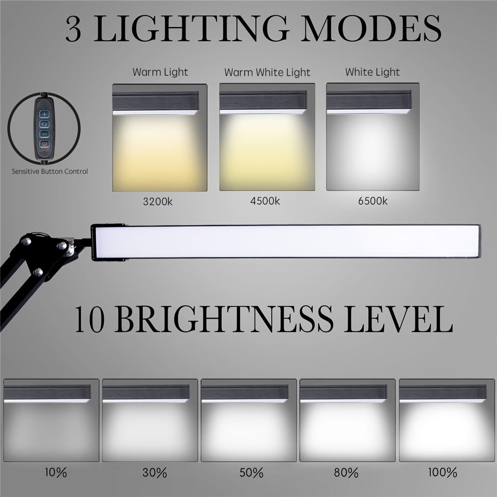 FlexiGlow - Adjustable Clip Lamp with 3 Color Temperatures & 10 Brightness Levels for Reading and Desk Use 2