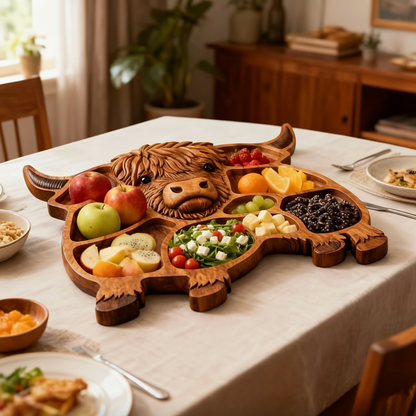 RUSTIC HERD – Handcrafted Cow Wooden Charcuterie Board for Cheese and Meats