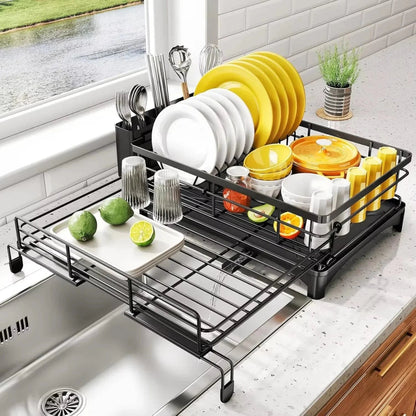 KITCHENDRY - Large Dish Drying Rack with Integrated Drip Tray for Efficient Kitchen Organization 4