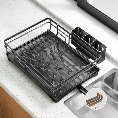 KITCHENDRY - Large Dish Drying Rack with Integrated Drip Tray for Efficient Kitchen Organization 6