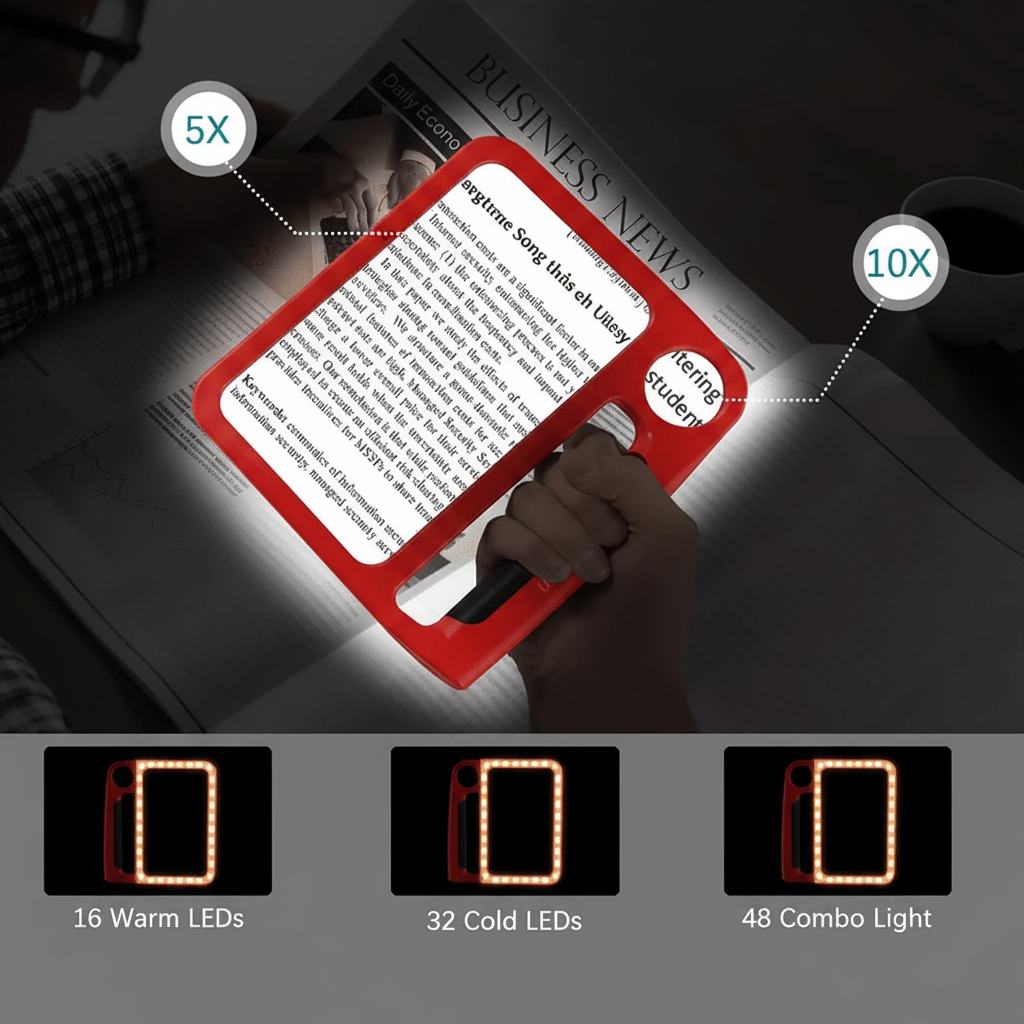 INSPECTORA – LED Magnifying Lens for Hobby, Repair, and Reading Tasks