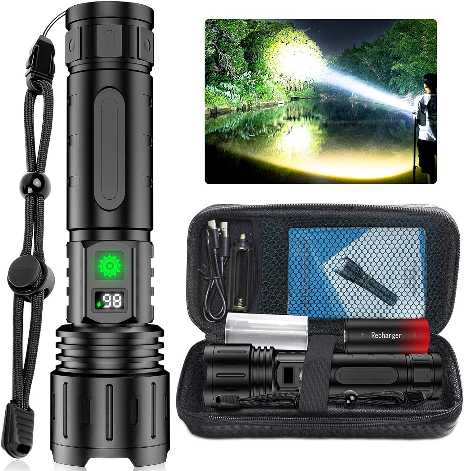 LUMINA TORCH - High-Output Tactical Flashlight with Rechargeable Battery & Power Bank Function 0