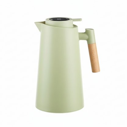 PURETHERMO – Double-Wall Thermal Carafe with Temperature Display and Wooden Handle