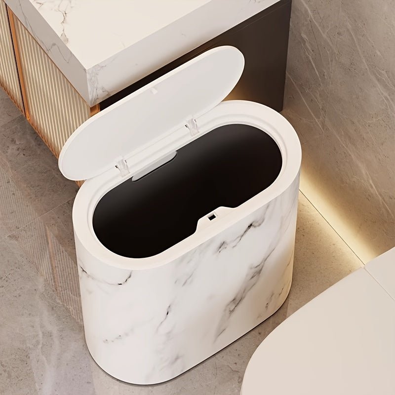 MARBLEX - Elegant Oval Marble-Pattern Waste Bin for Modern Interiors 1