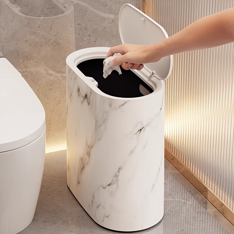 MARBLEX - Elegant Oval Marble-Pattern Waste Bin for Modern Interiors 3