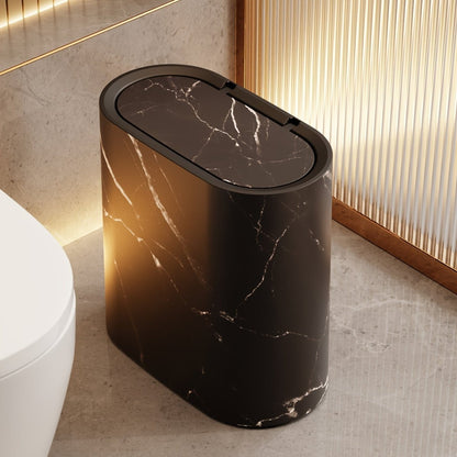 MARBLEX - Elegant Oval Marble-Pattern Waste Bin for Modern Interiors 4