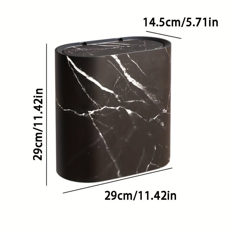 MARBLEX - Elegant Oval Marble-Pattern Waste Bin for Modern Interiors 6