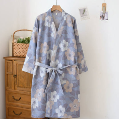 Naturerobe - Organic Cotton Kimono Bathrobe, Reversible Design for Men & Women 0