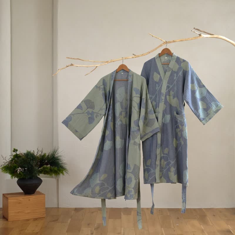 Naturerobe - Organic Cotton Kimono Bathrobe, Reversible Design for Men & Women 3
