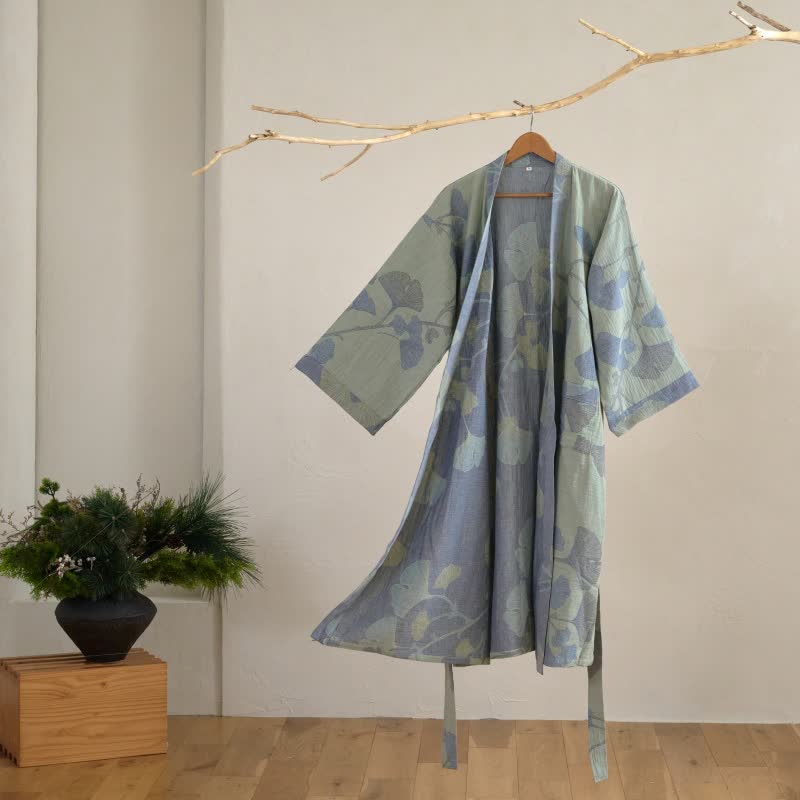 Naturerobe - Organic Cotton Kimono Bathrobe, Reversible Design for Men & Women 4