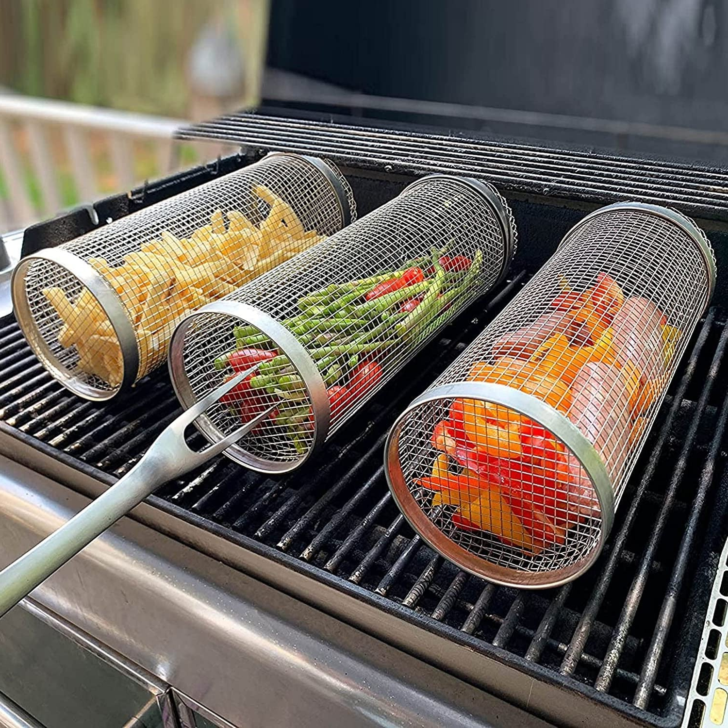 Premium Stainless Steel 360° Rotating Grill Basket for Fish and Veggies 1