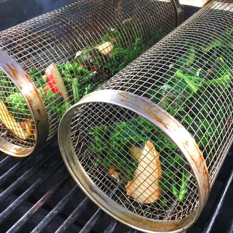 Premium Stainless Steel 360° Rotating Grill Basket for Fish and Veggies 5