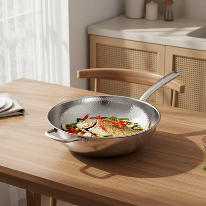 Premium Titanium Wok with Curved Base for Induction Cooking 2